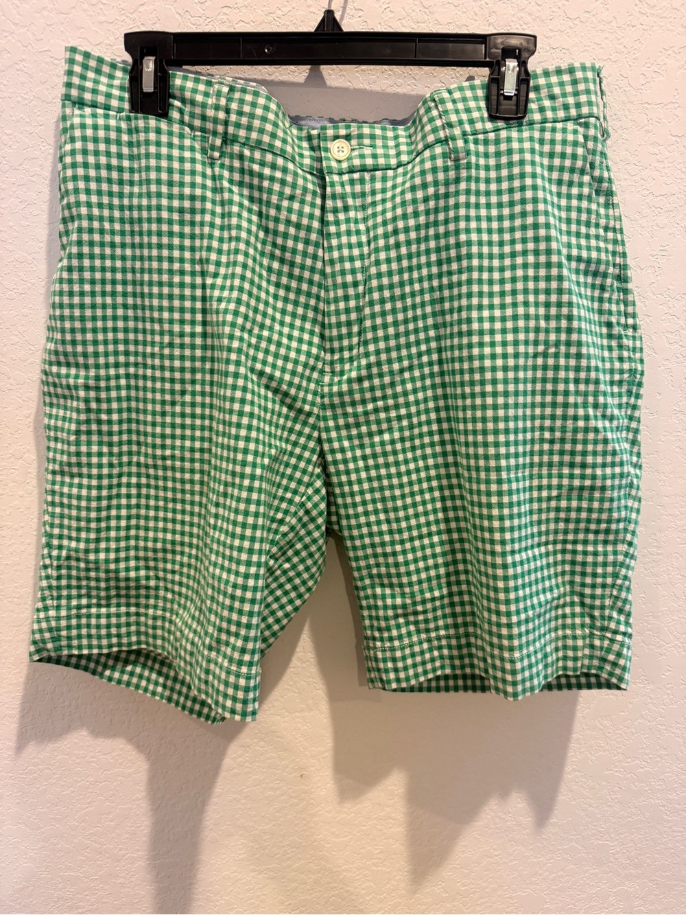 Polo by Ralph Lauren Green and White Gingham Flat Front Shorts